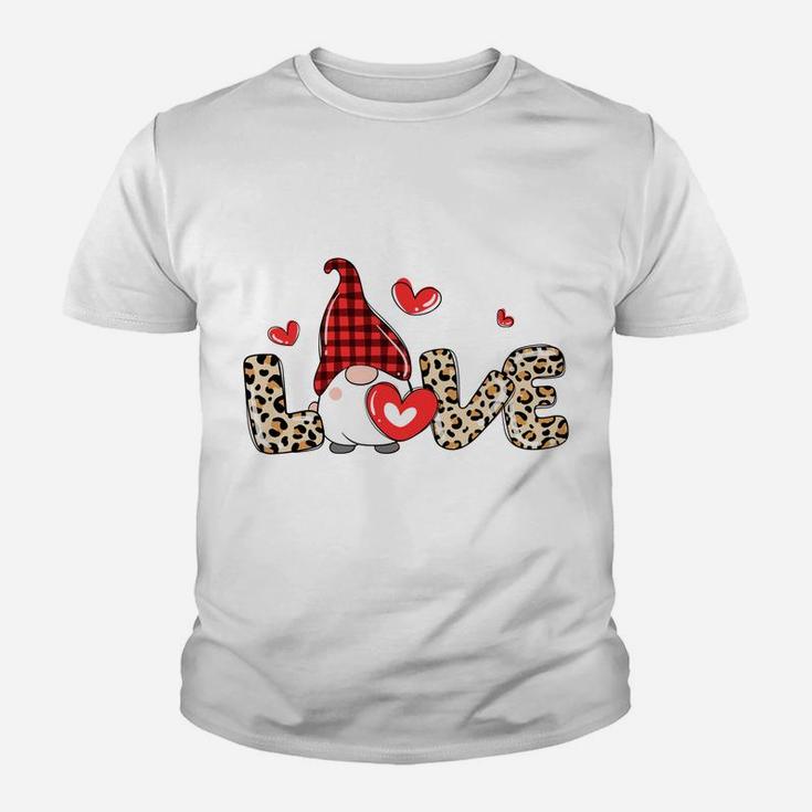 Valentine Gnome Cheetah Heart Valentine's Day Gnome Love Youth T-shirt