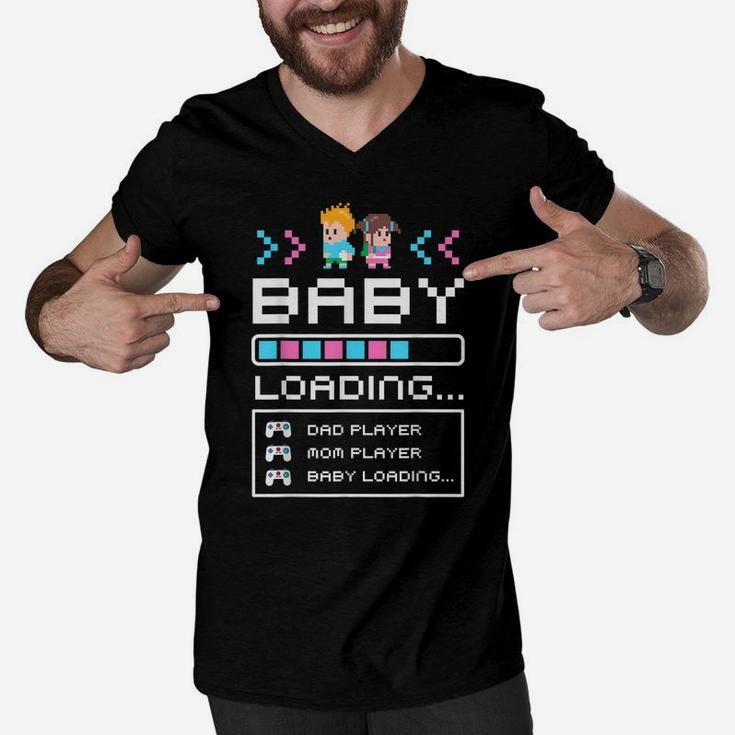 Baby Loading Gamer Shirt Cute Mom Dad Pregnancy Announcement Men V-Neck Tshirt