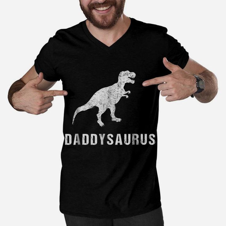 Daddysaurus Shirt Funny Dinosaur First Time Dad Gift Kids Men V-Neck Tshirt