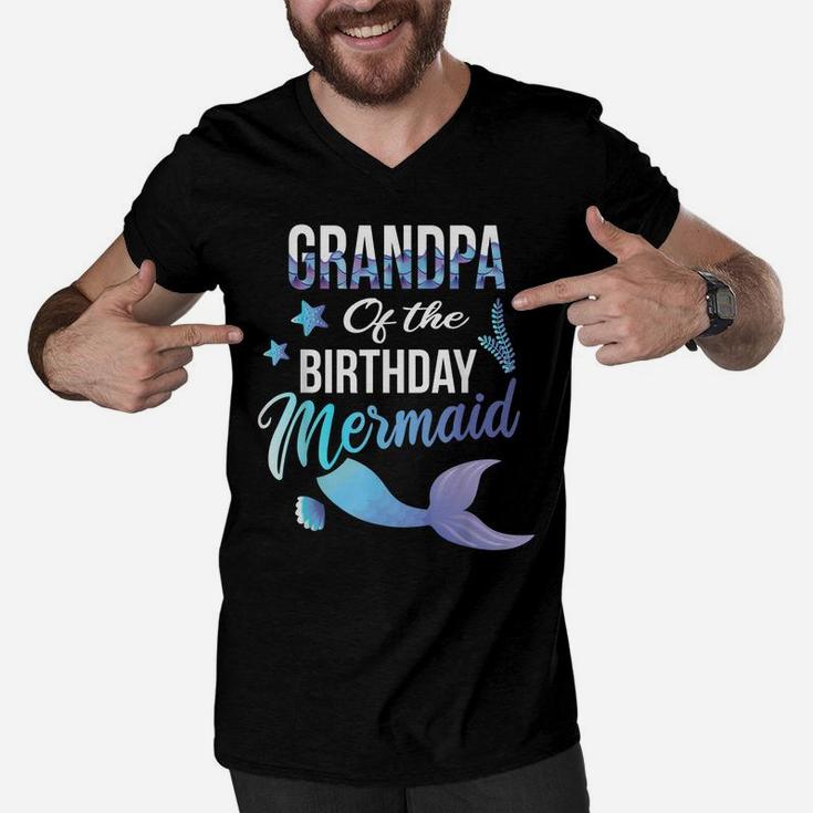 Grandpa Of The Birthday Mermaid Cute Matching Family Gift Men V-Neck Tshirt