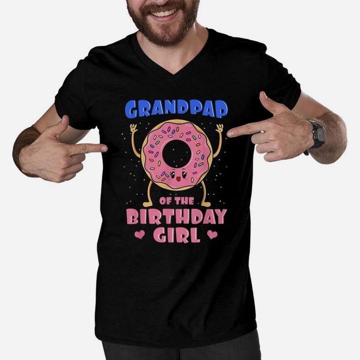 Grandpap Of The Birthday Girl Donut Bday Party Grandfather Men V-Neck Tshirt