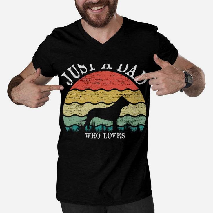 Just A Dad Who Loves Presa Canario Dog Lover DAD Gift Men V-Neck Tshirt