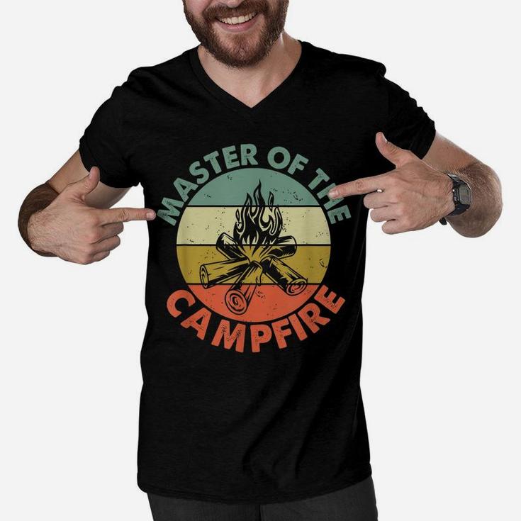 Master Of The Campfire Dad Camping Shirt Camping Dad Gift Men V-Neck Tshirt