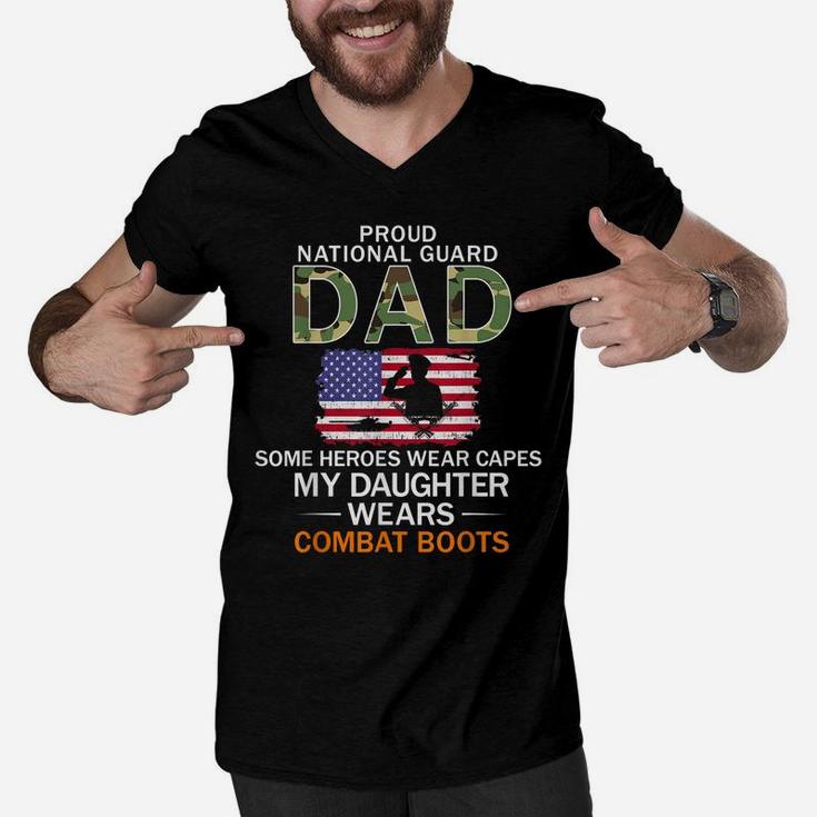 Mens My Daughter Wears Combat Boots-Proud National Guard Dad Army Men V-Neck Tshirt