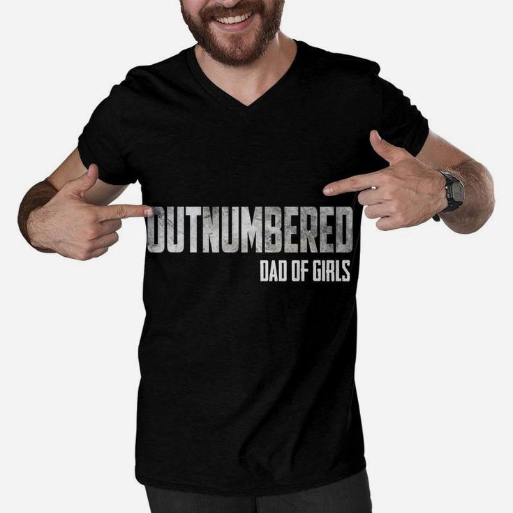 Mens Outnumbered Dad Of Girls Shirt For Dads With Girls Men V-Neck Tshirt