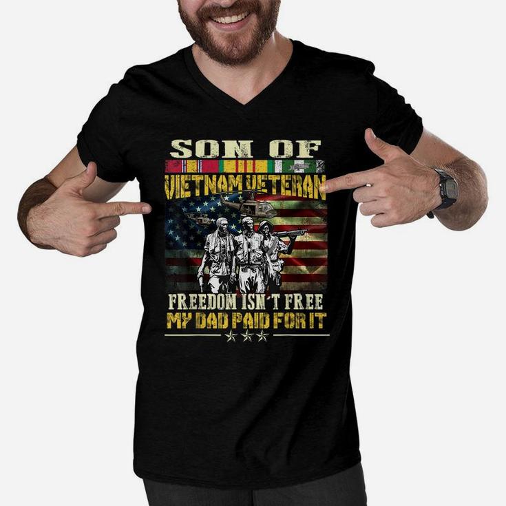 Mens Proud Son Of Vietnam Veteran Dad - Freedom Isn't Free Men V-Neck Tshirt