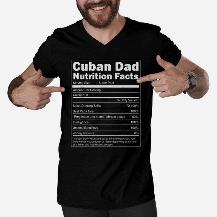 Mens Regalo Para Papa - Nutrition Facts Funny Cuban Dad Shirt Men V-Neck Tshirt