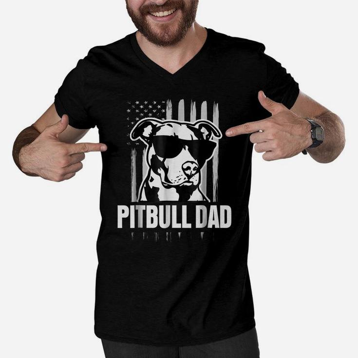 Pitbull Dad Mens Shirt Proud American Pit Bull Dog T-Shirt Men V-Neck Tshirt