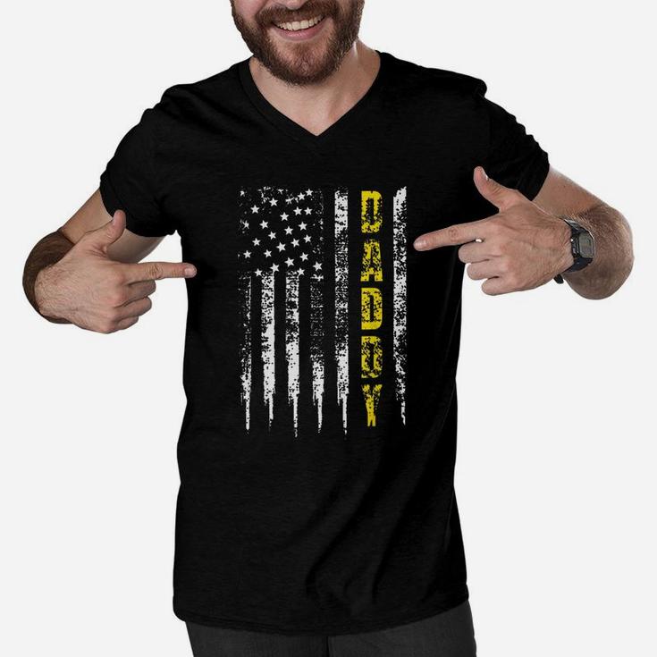 Tow Truck Driver Yellow Line Daddy Us Flag Distressed Gift Men V-Neck Tshirt