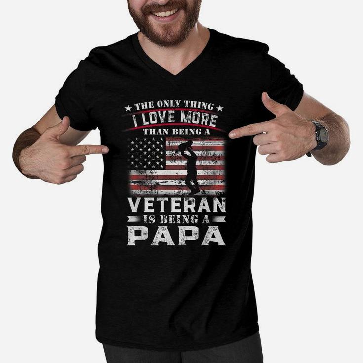 Veteran 365 Papa Veteran Fathers Day Gift Men Men V-Neck Tshirt