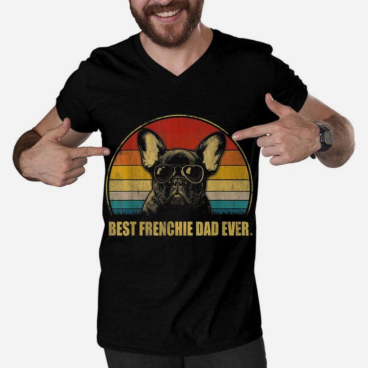 Vintage Best Frenchie Dad Ever Dog Lover For Father's Day Men V-Neck Tshirt