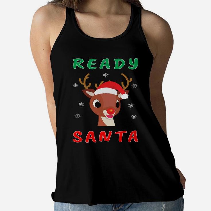 Christmas Rudolph Red Nose Reindeer Kids Gift Sweatshirt Women Flowy Tank