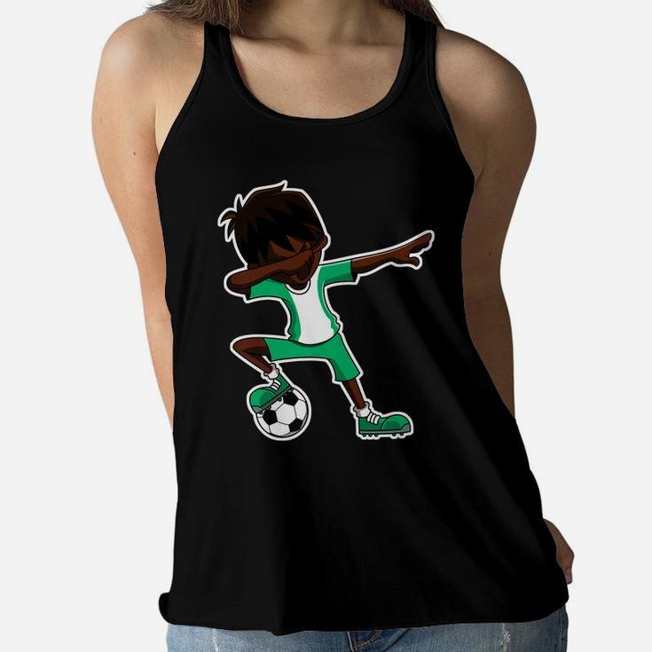 Dabbing Soccer Boy Nigeria Jersey, Nigerian Kids Dab Gifts Women Flowy Tank