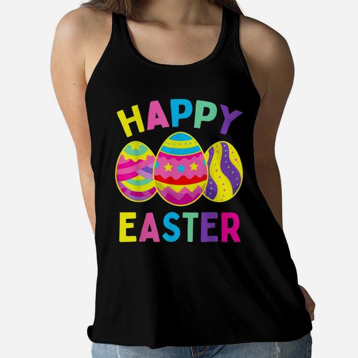 Happy Easter Day, Cute Colorful Egg Hunting Women Boys Girls Women Flowy Tank