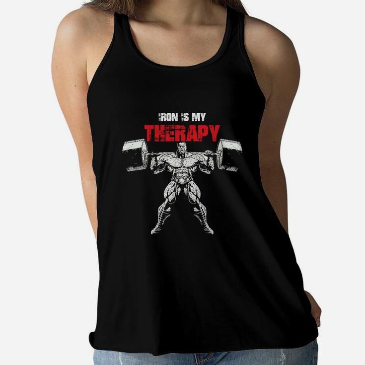 Iron Is My Therapy Bodybuilding Workout Ladies Flowy Tank