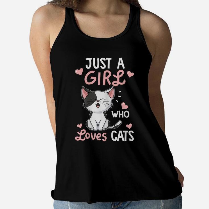 Just A Girl Who Loves Cats Tshirt Cute Cat Lover Gifts Women Flowy Tank