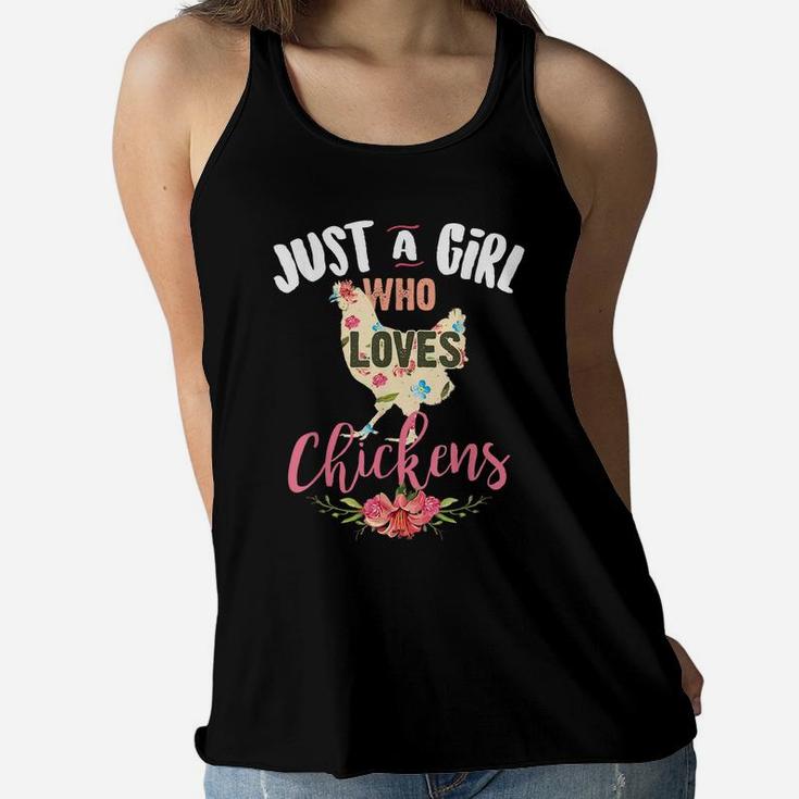 Just A Girl Who Loves Chickens Shirt Poultry Lover Cute Gift Women Flowy Tank
