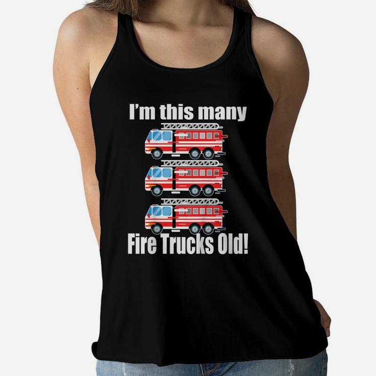 Kids 3Rd Birthday Shirt Boy I'm This Many Fire Trucks Old Gift Women Flowy Tank