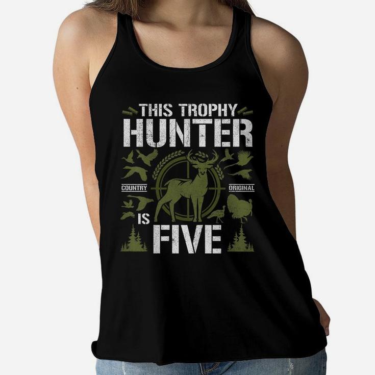 Kids 5 Year Old Hunting Birthday Party Duck Deer Hunter 5Th Gift Women Flowy Tank