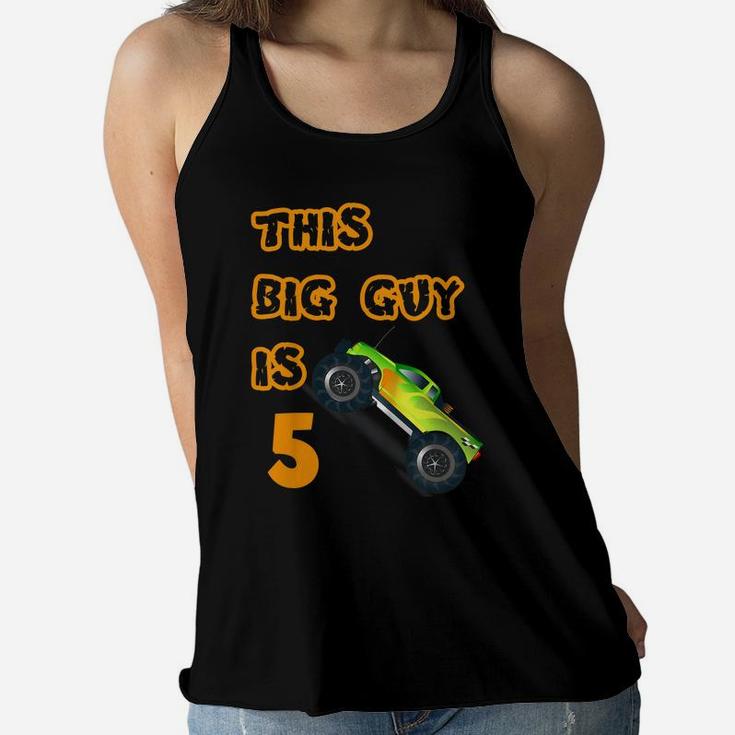 Kids 5Th Birthday Boy Monster Truck Shirt 5 Year Old Boys Cars Women Flowy Tank