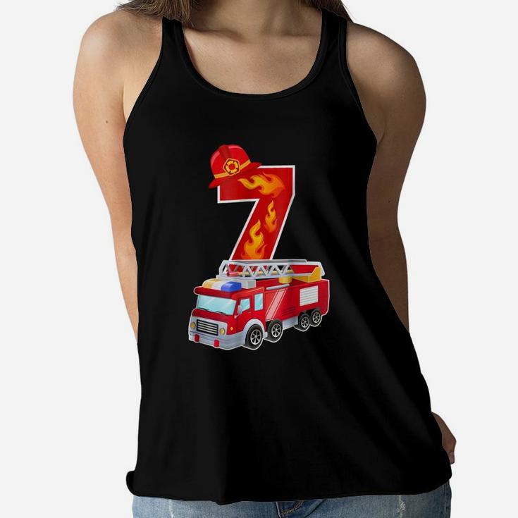 Kids 7Th Birthday Party Fire Truck Toddler Age 7 T Shirt Women Flowy Tank
