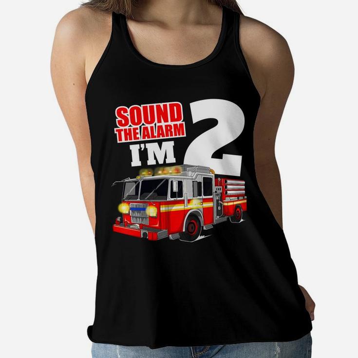 Kids Fire Truck 2Nd Birthday T Shirt 2 Boy Toddler Firefighter Women Flowy Tank
