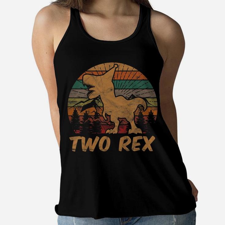Kids Two Rex Dinosaur Lover 2 Year Old Gift 2Nd Birthday Boy Women Flowy Tank