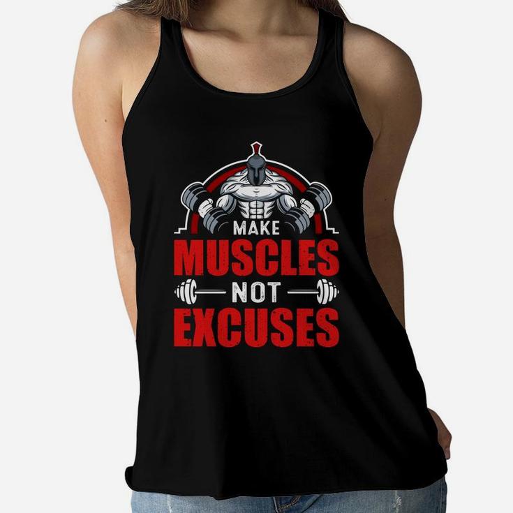 Lets Make Muscles Not Excuses Gym Lover Ladies Flowy Tank