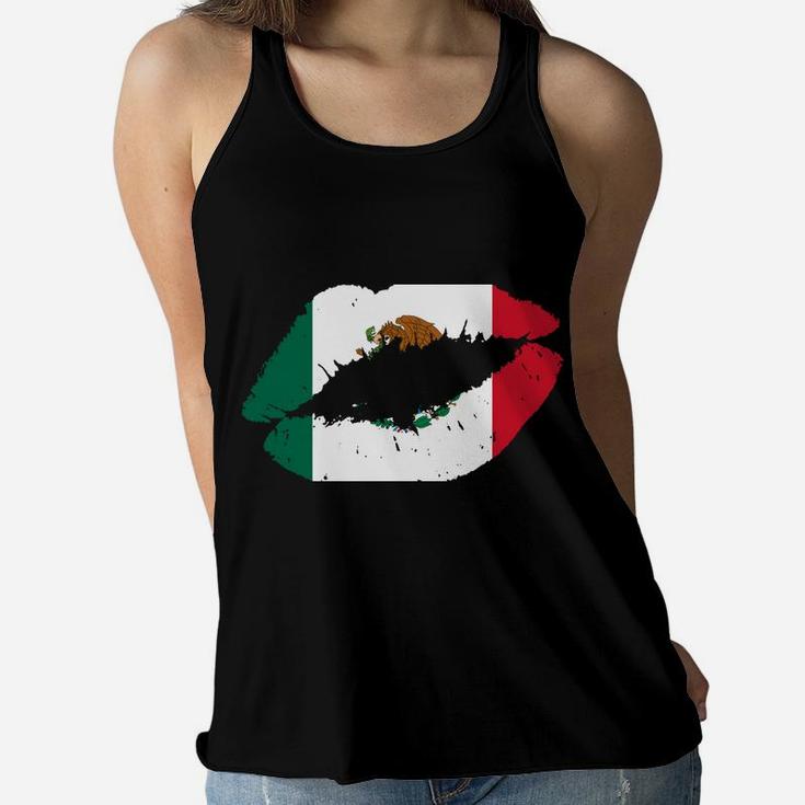 Mexico Lips Kiss Mexican Flag Pride Mexicana Gift Girls Women Flowy Tank