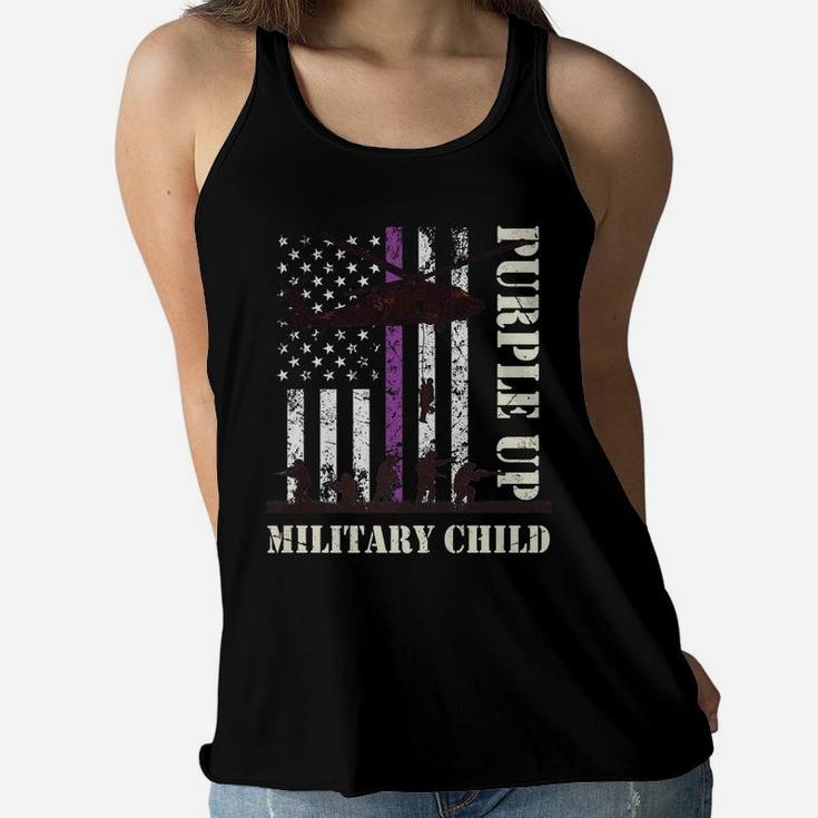 Purple Up Shirts Military Child Kids Army Retro Vintage Flag Women Flowy Tank