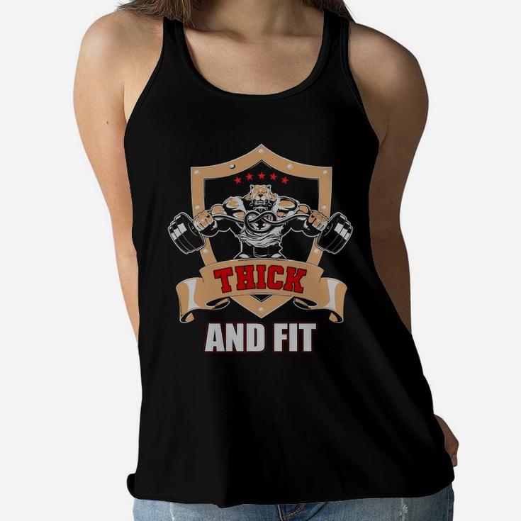Thick And Fit Strong Gymer Symbol Ladies Flowy Tank