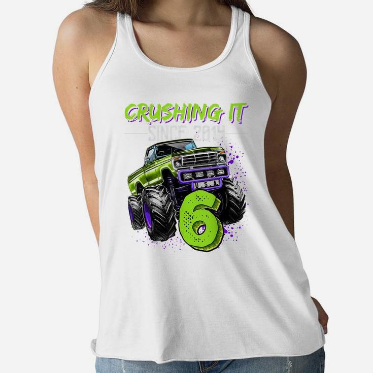 Crushing It Since 2014 6Th Birthday Monster Truck Gift Boys Women Flowy Tank