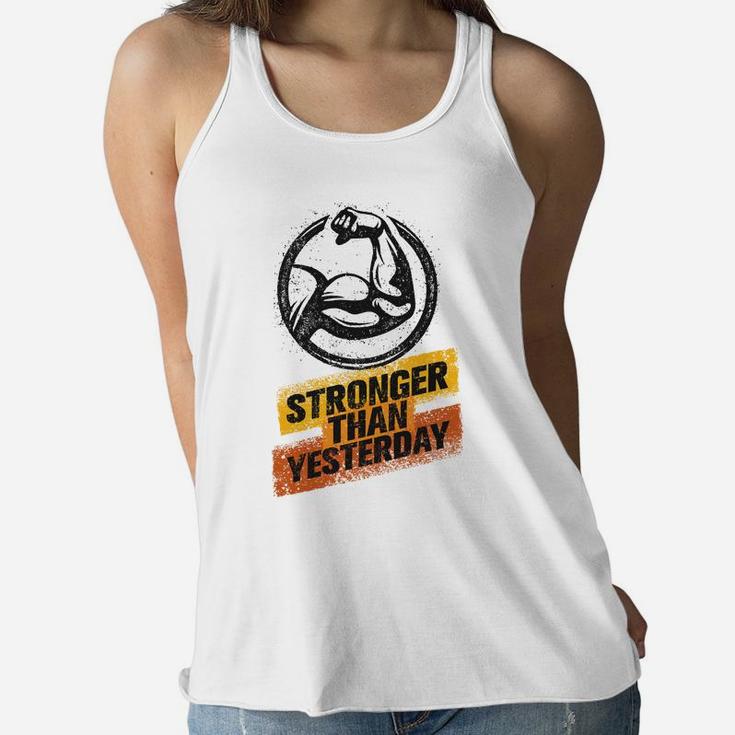 Gymer Workout Stronger Than Yesterday Ladies Flowy Tank