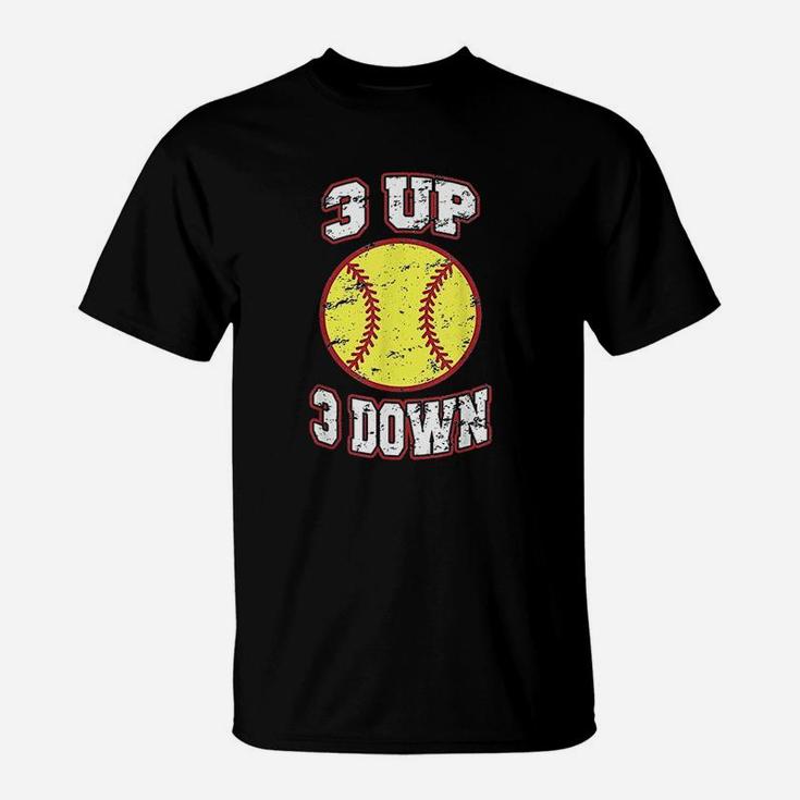 3 Up 3 Down Softball Fun Cute For Moms Dads Gifts T-Shirt