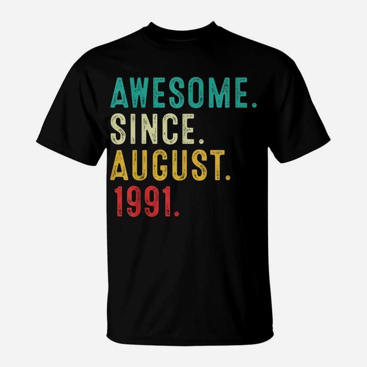 30Th Birthday 30 Years Old Vintage Awesome Since August 1991 T-Shirt