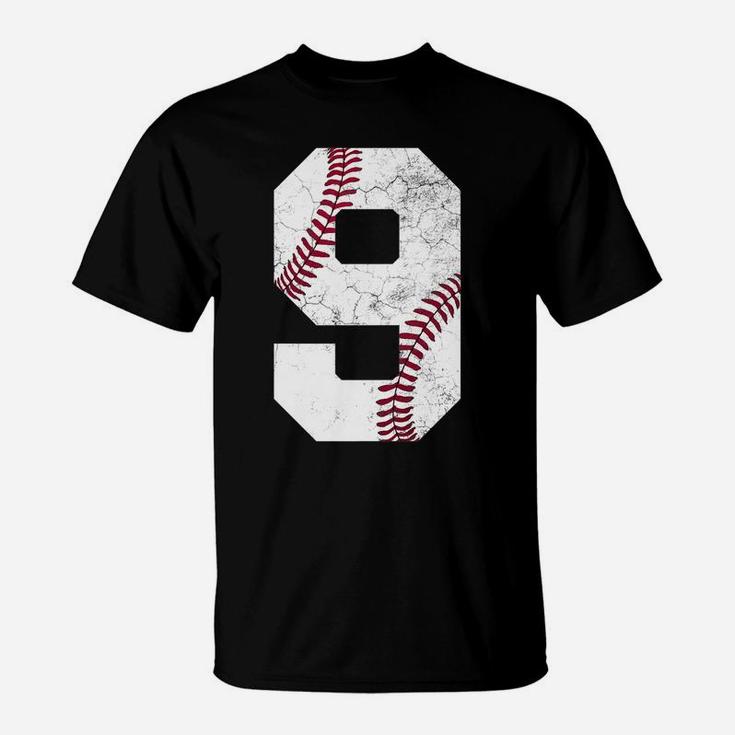 9th Birthday Baseball Boys Nine Number 9 Ninth Gif T-Shirt