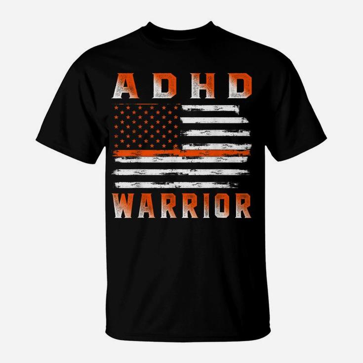 Adhd Awareness Usa Flag American Orange Support T-Shirt