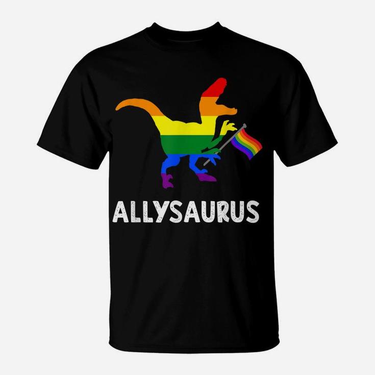 Allysaurus Trans Ally T Rex Dinosaur Gay Pride Parade Lgbt T-Shirt