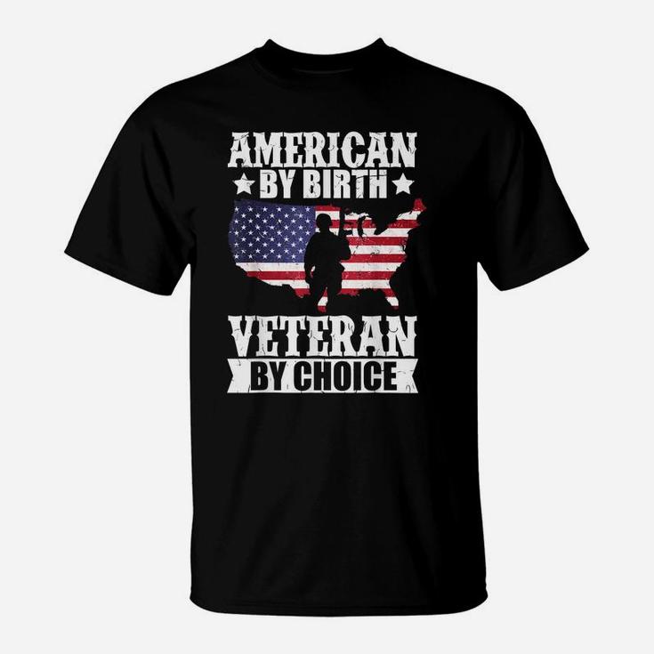 American By Birth Veteran By Choice Us Flag Veterans Day T-Shirt