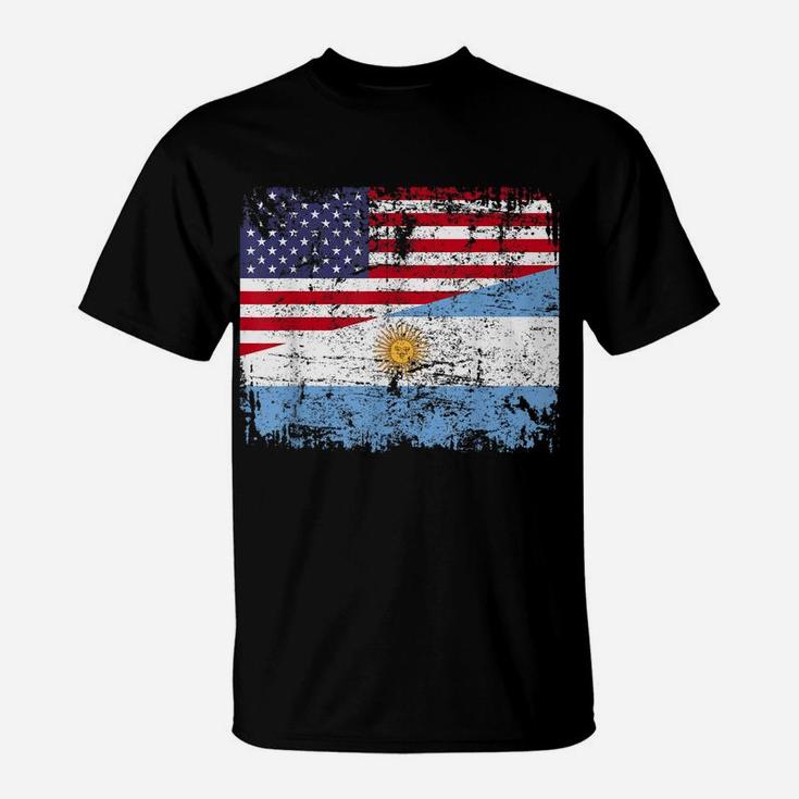 Argentinian Roots | Half American Flag | Usa Argentina Flag T-Shirt