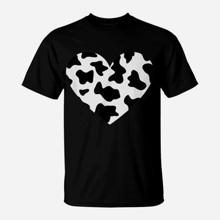 Awesome Cow Print Black & White Print Heart T-Shirt