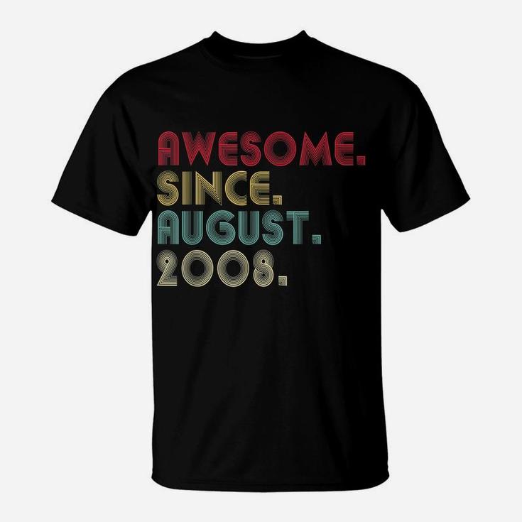 Awesome Since August 2008 13Th Birthday 13 Years Old Boys T-Shirt