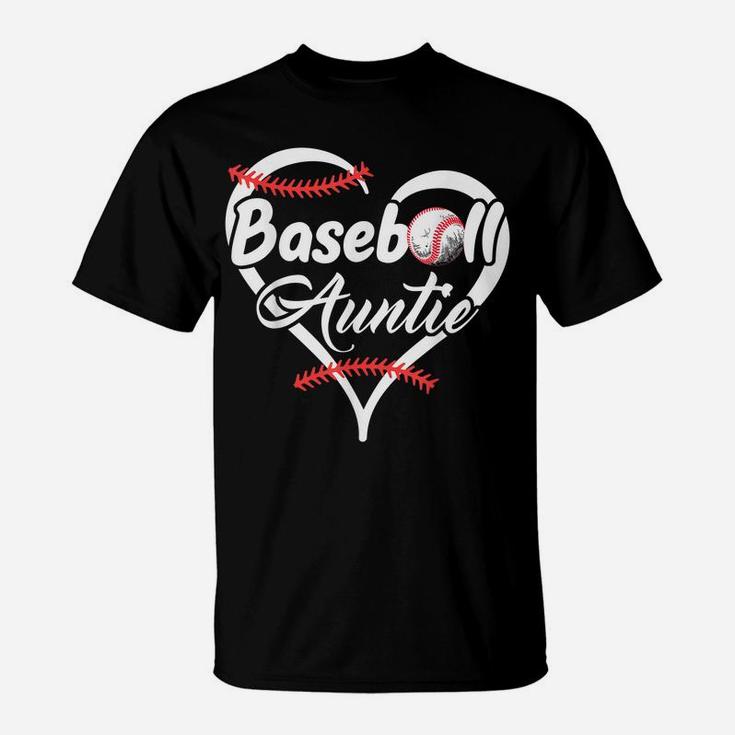 Baseball Aunt Heart Proud Baseball Auntie T-Shirt