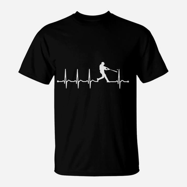 Baseball Heartbeat For Baseball Men And Women T-Shirt