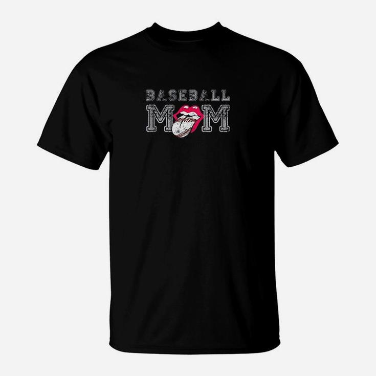 Baseball Mom Happy Big Smile Tongue Team Fan Homerun Player T-Shirt
