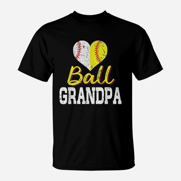 Baseball Softball Ball Heart Grandpa T-Shirt