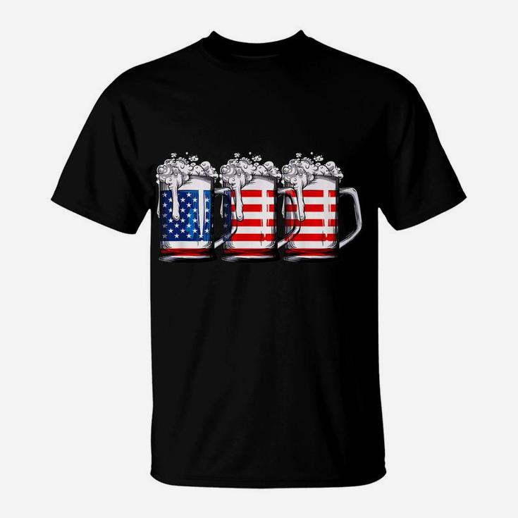 Beer American Flag T Shirt 4Th Of July Men Women Merica Usa T-Shirt