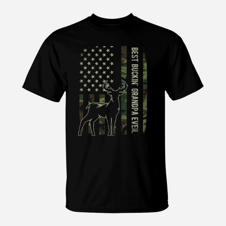 Best Buckin' Grandpa Ever Camo American Flag Deer Hunting Sweatshirt T-Shirt