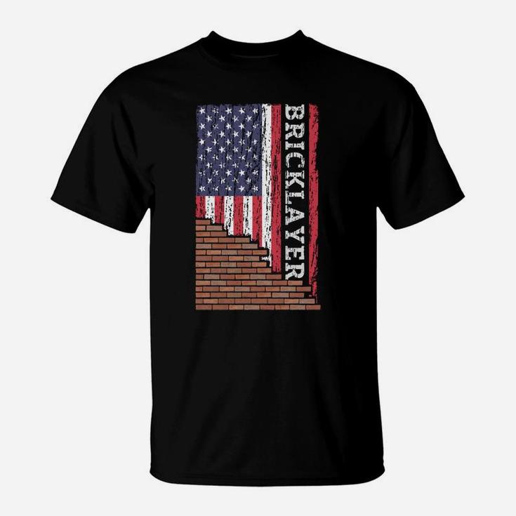 Brick Mason Bricklayer Masonry Dad Us Flag Construction Gift Sweatshirt T-Shirt
