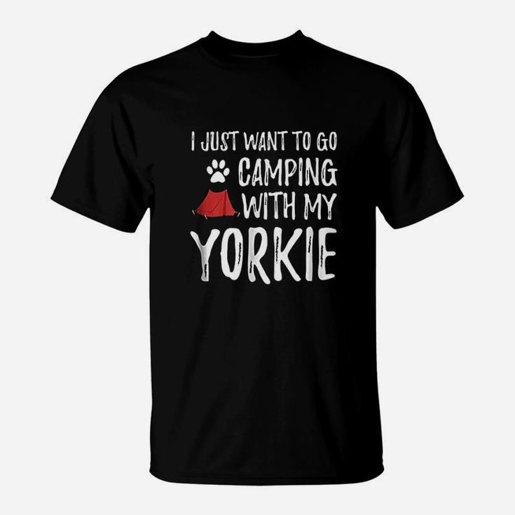 Camping Yorkie For Funny Dog Mom Or Dog Dad Camper T-Shirt